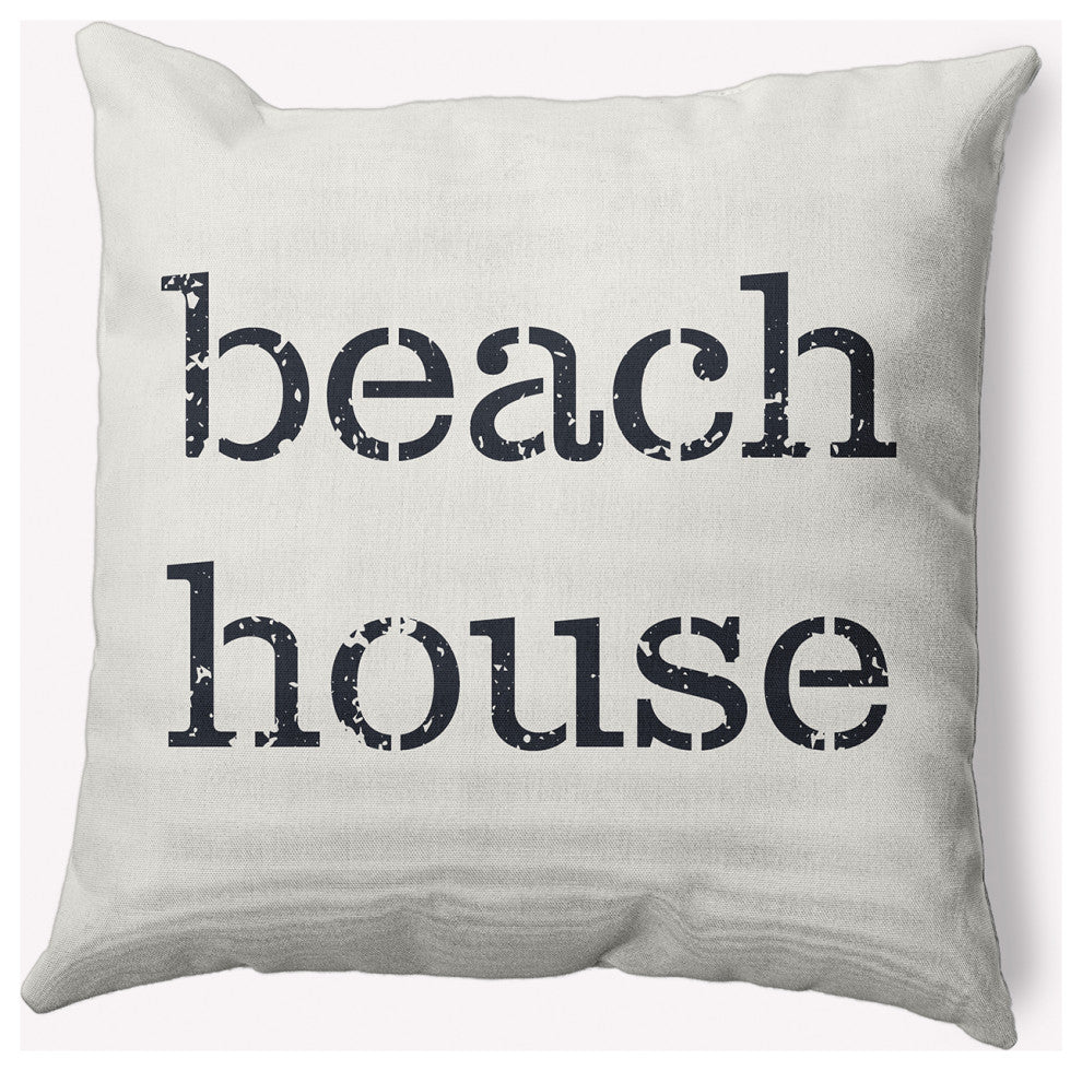 16x16" Beach House  Nautical Decorative Indoor Pillow, White
