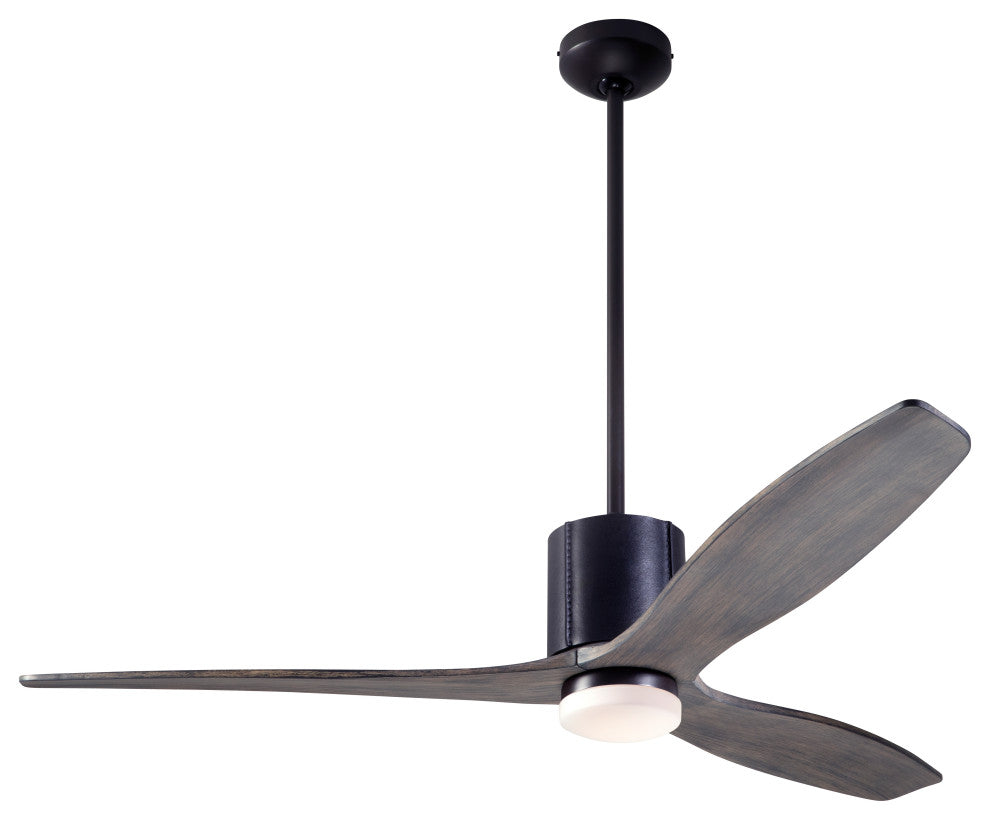 LeatherLuxe Fan, Bronze/Black, 54" Gray Blade With LED, Wall/Remote Control
