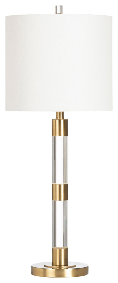 Winslet Metal Table Lamp with Nightlight with White Linen Shade