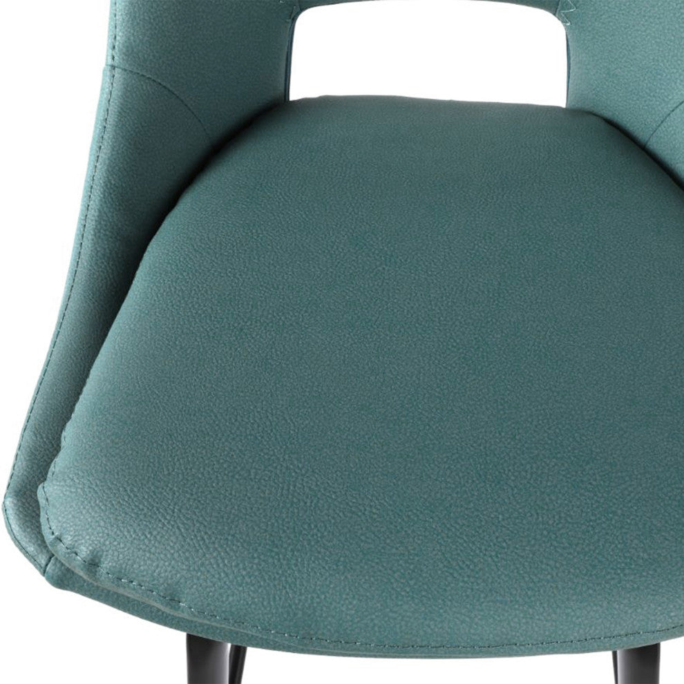 Carise Blue Faux Leather and Black Metal Swivel 26" Counter Stool