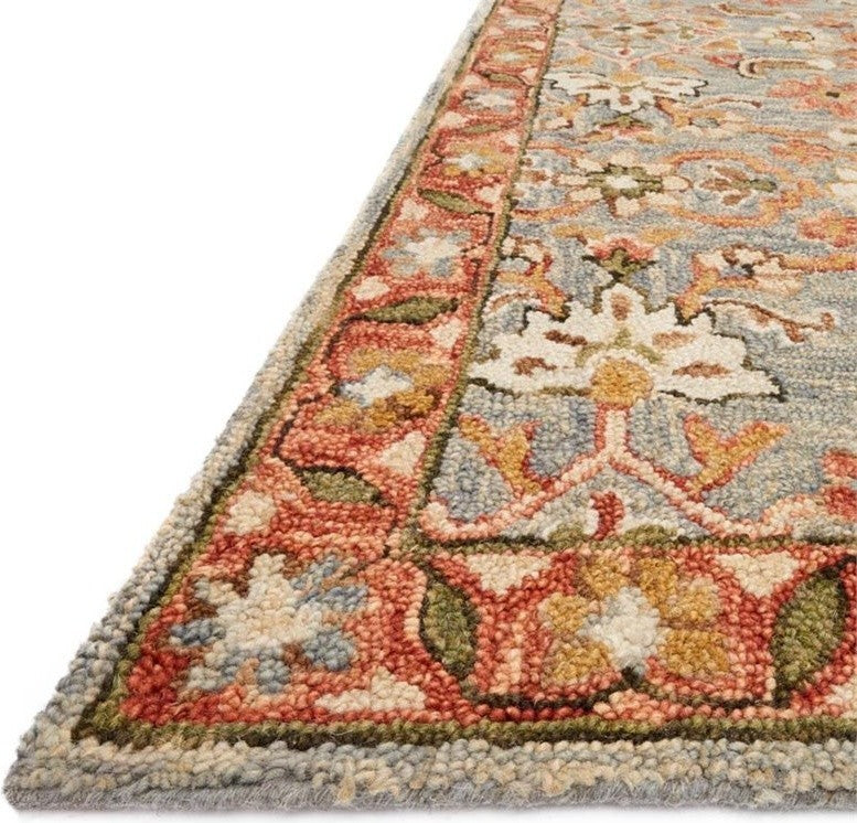 Victoria Rug, Slate/Terracotta, 5'0"x7'6"