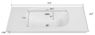 35" Solid Surface Resin Streamline K-1929-35 Vanity Top