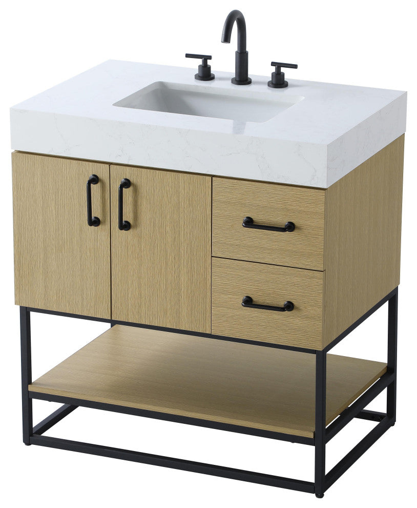 Home Living 32" Single Bathroom Vanity, Honey Brown