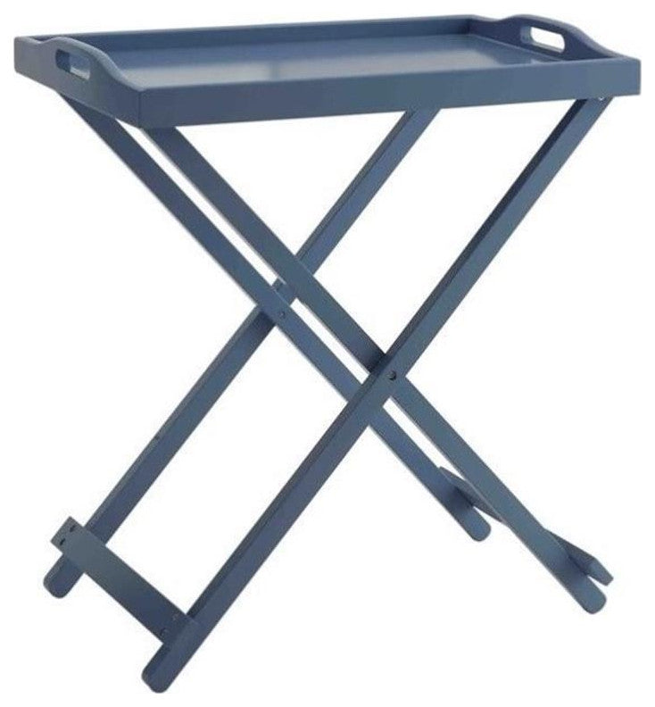 Pemberly Row Folding Tray Table in Blue
