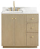 Oza Bath Vanity with Quartz Stone Top, Aged Natural Oak, 36", Single Vanity, No Mirror