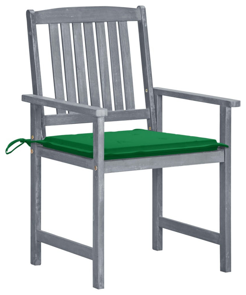 vidaXL 8x Solid Acacia Wood Patio Chairs with Cushions Gray Garden Seating