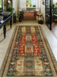Fine Vintage Distressed Mitzi Navy/Red Runner, 4'1x9'11