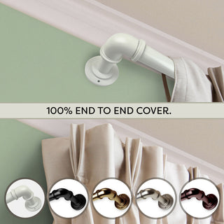 1" Pipe Blackout Curtain Rod, White, 120-170"