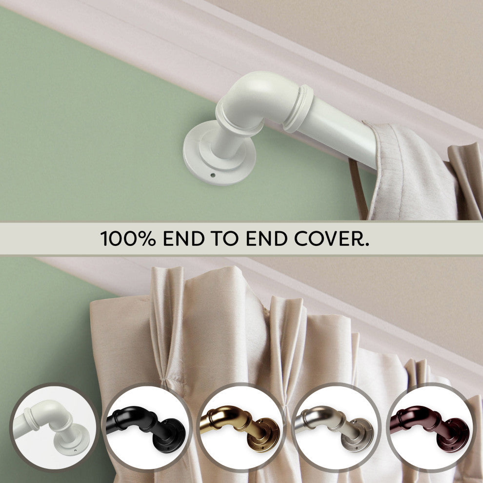 1" Pipe Blackout Curtain Rod, White, 120-170"