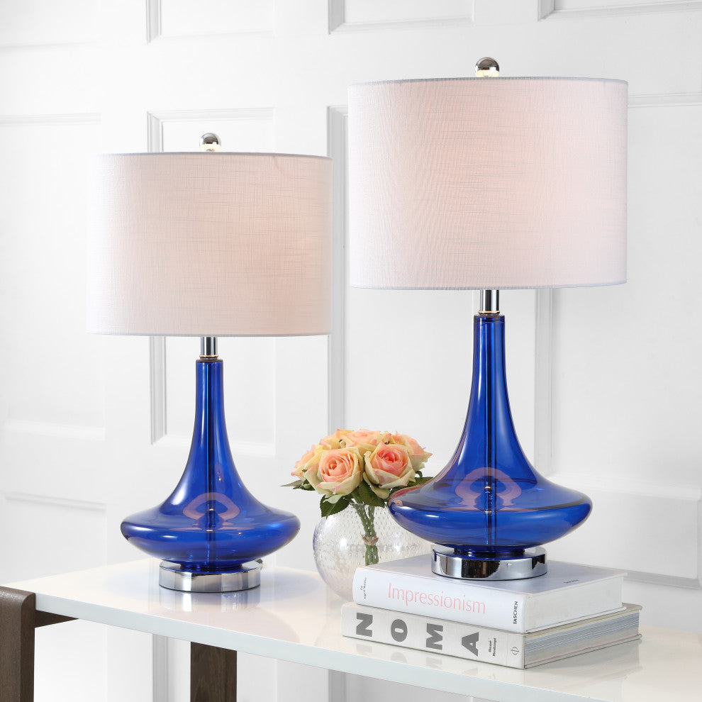 Cecile 25.5" Glass Teardrop Table Lamp, Set of 2