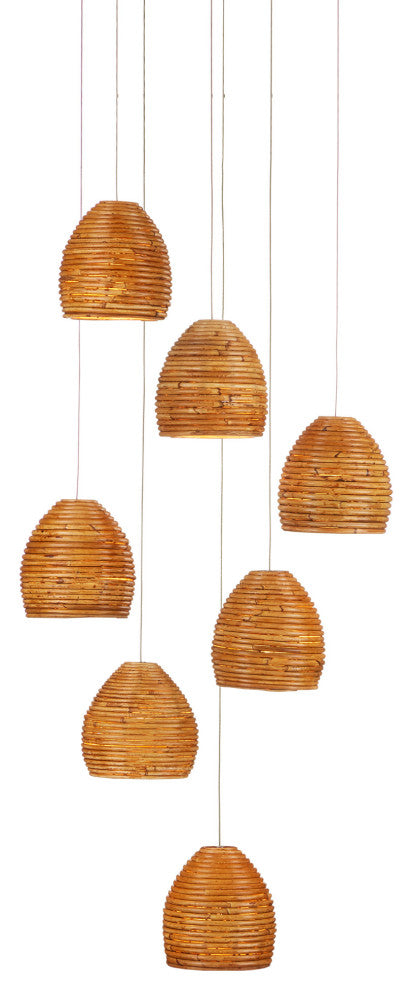 Beehive Round 7-Light Multi-Drop Pendant