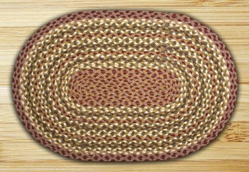 Olive, Burgundy, and Gray Braided Rug, 24"x96"