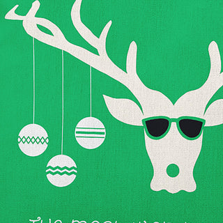 Cool Christmas Deer Accent Pillow, Bright Green, 26"x26"