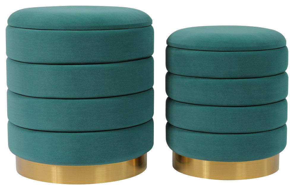 Saturn Teal Storage Ottomans - Set of 2