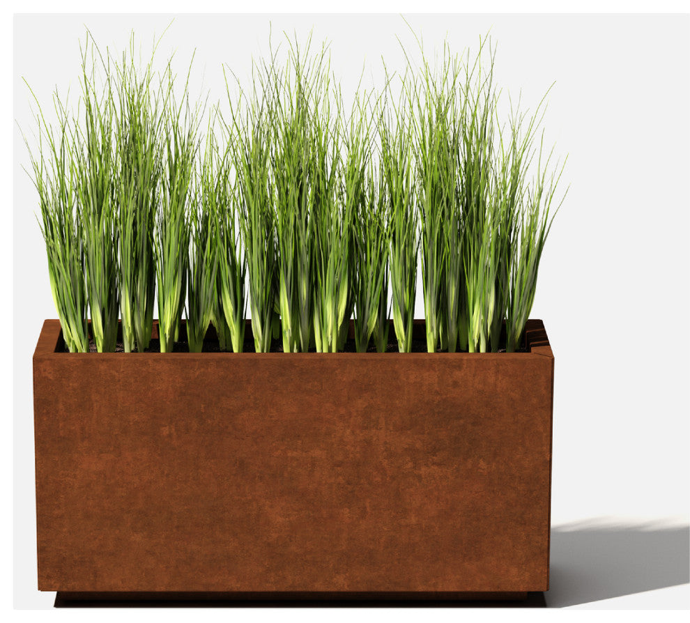 Metallic Series Corten Steel Long Box Planter, Medium