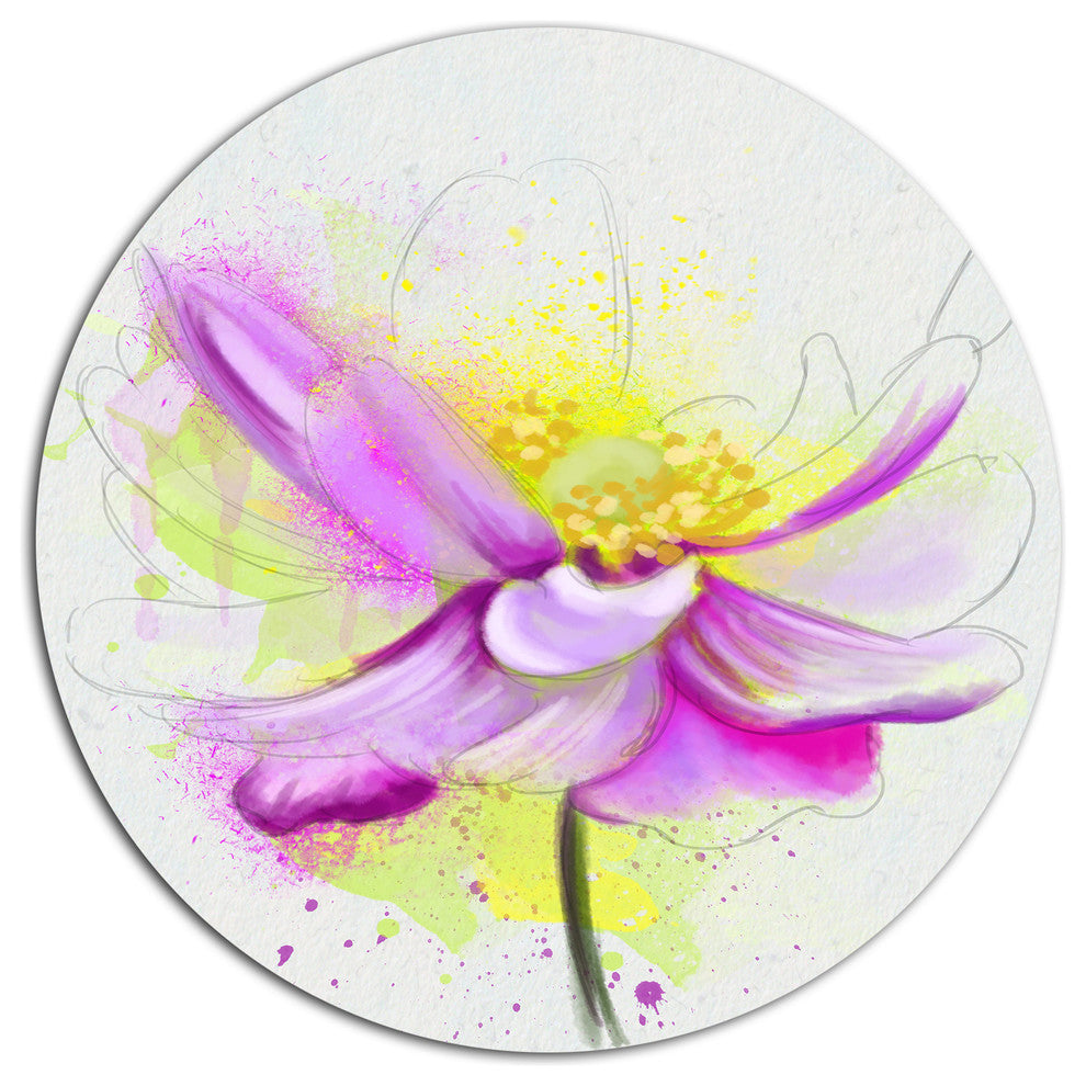 Beautiful Purple Flower With Yellow, Flowers Disc Metal Wall Art, 36"