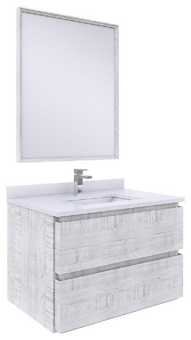 Fresca Formosa Modern 30" Rustic White Single Sink Vanity Set, Faucet Fft1040ch