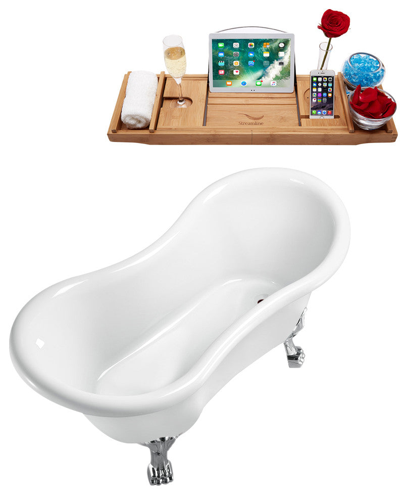 62" Streamline N1020CH-IN-ORB Clawfoot Tub and Tray With Internal Drain