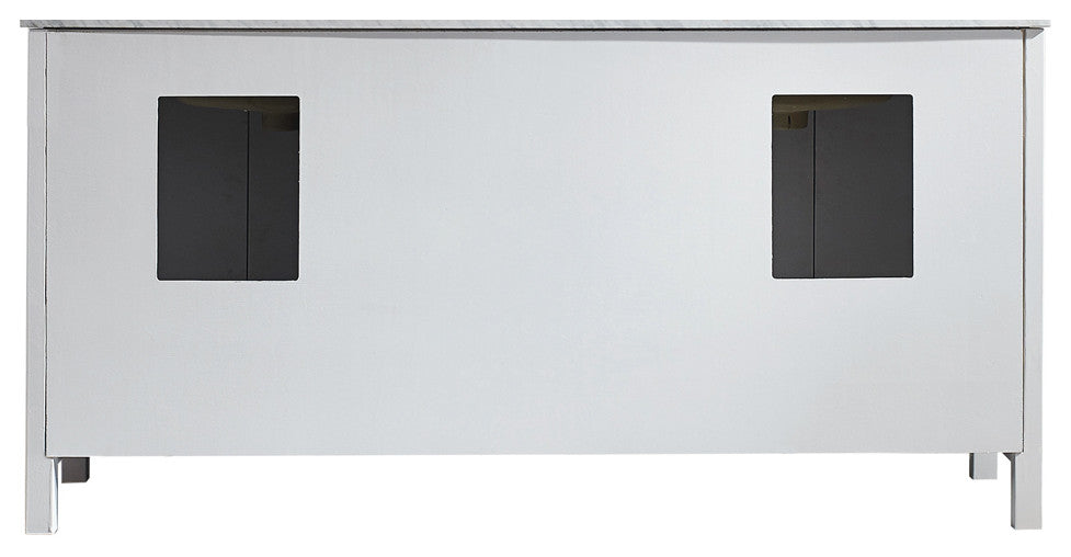 Vinnova Gela 72" White Double Sink Vanity With Carrara White Marble Countertop