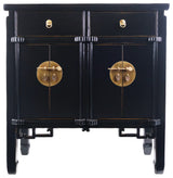 Oriental Hall Chest in Antique-Style Black Lacquer