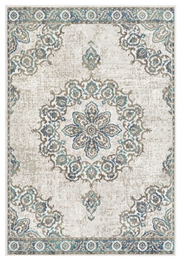 Surya Skagen SKG-2301 5'3"x7'3" Rug, Teal/Navy/Light Gray/Silver Gray/White
