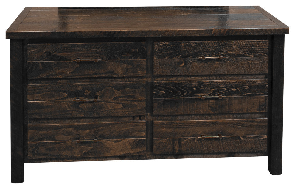 Rustic Barn Wood Style Timber Peg 6-Drawer, Dusk, Dresser