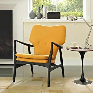 Modern Contemporary Lounge Chair, Yellow Fabric