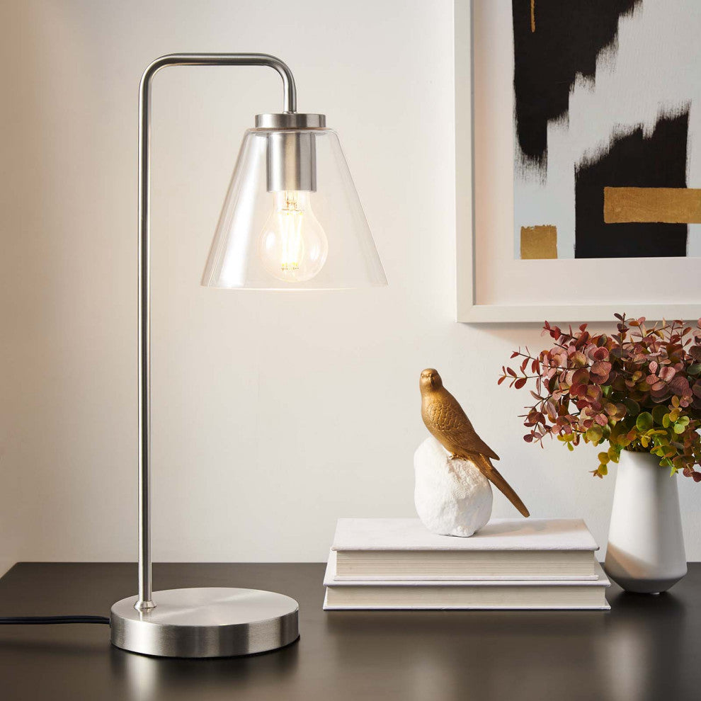 Element Glass Table Lamp, Satin Nickel
