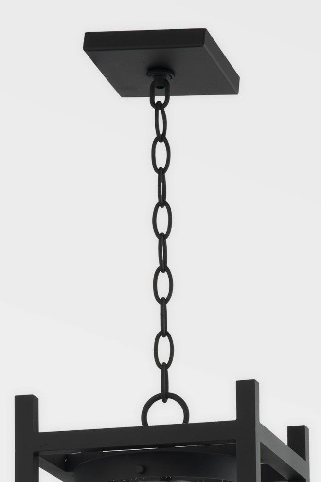 Carlo 4 Light Exterior Lantern Textured Black Frame Clear Seeded Glass