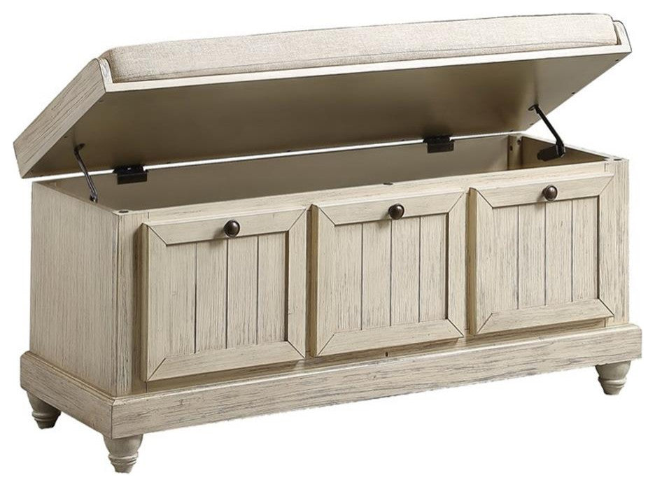 Lexicon Woodwell Wood Storage Bench in White