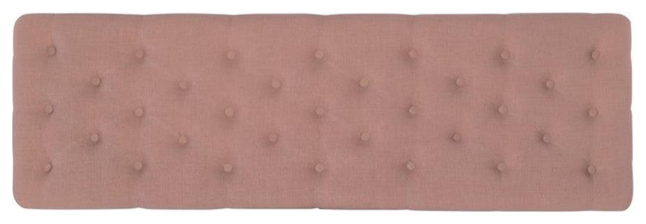 Linon Isabelle Upholstered 62" Long Bench Wood Legs in Washed Pink Linen Fabric