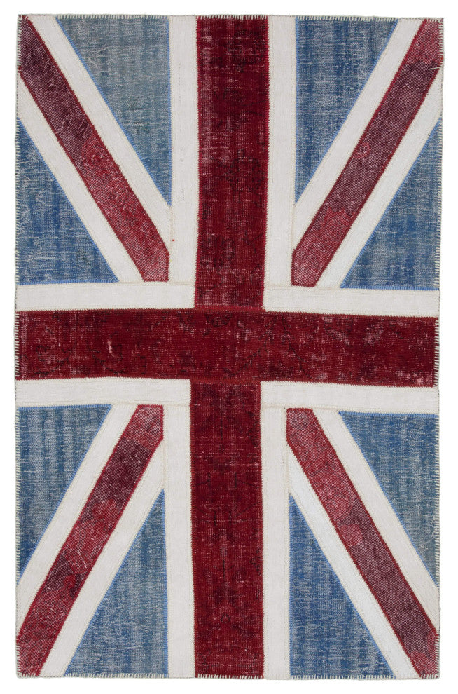 Rug N Carpet - Hand-knotted Turkish 5' 0'' x 7' 11'' Flag Patchwork Rug