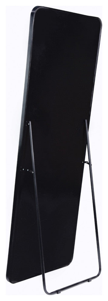 65 inch Rectangular Framed Rust-Proof Floor Bedroom Mirror, Black, 22'' X 65''