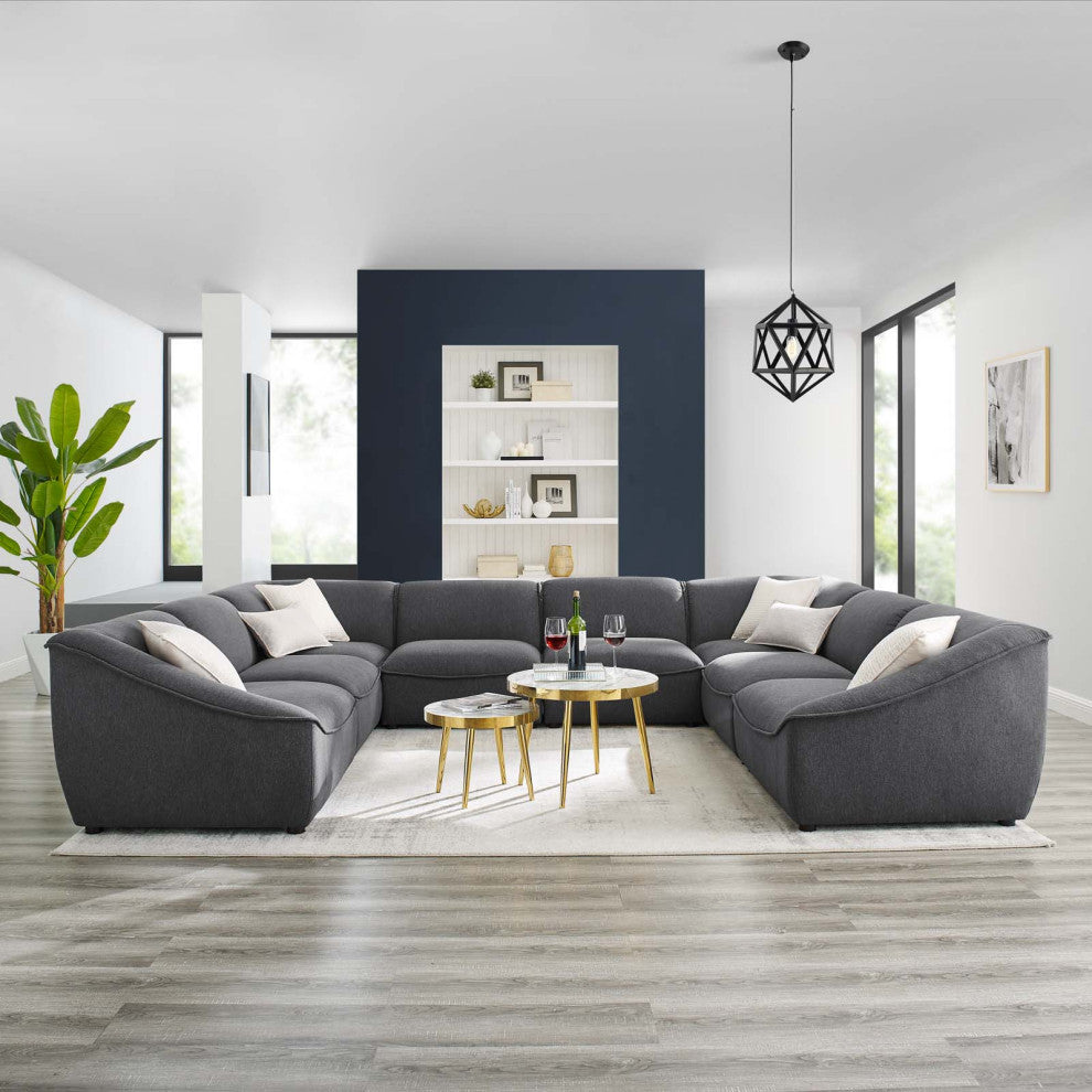 Sectional Sofa Set, Fabric, Dark Gray, Modern, Living Lounge Hospitality