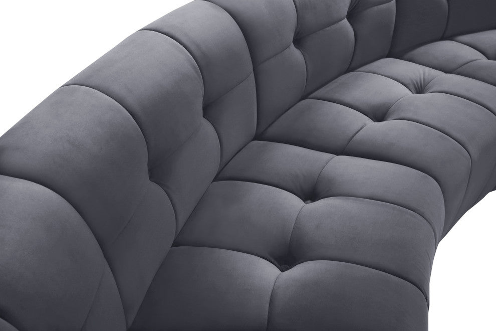 Limitless Velvet Upholstered 10-Piece Modular Sectional, Gray