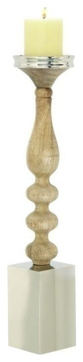 Buckmore Wood and Stainless Steel Candleholder