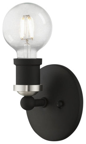 Lansdale 1 Light Black With Brushed Nickel Accents ADA Single Vanity Sconce