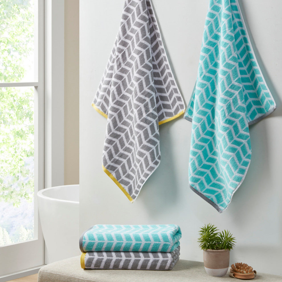 Intelligent Design Nadia Cotton Jacquard Bath Towel 6 Piece Set, Grey