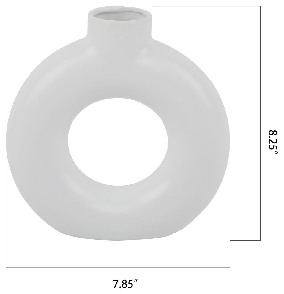 8" Circular Donut Ceramic Vase