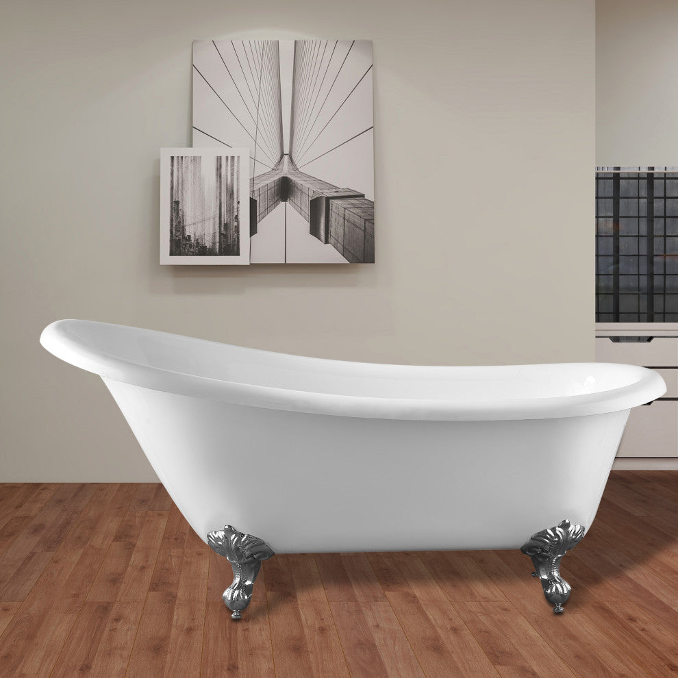 Vanity Art Freestanding Acrylic Soaking Bathtub, 67"x30"x31"