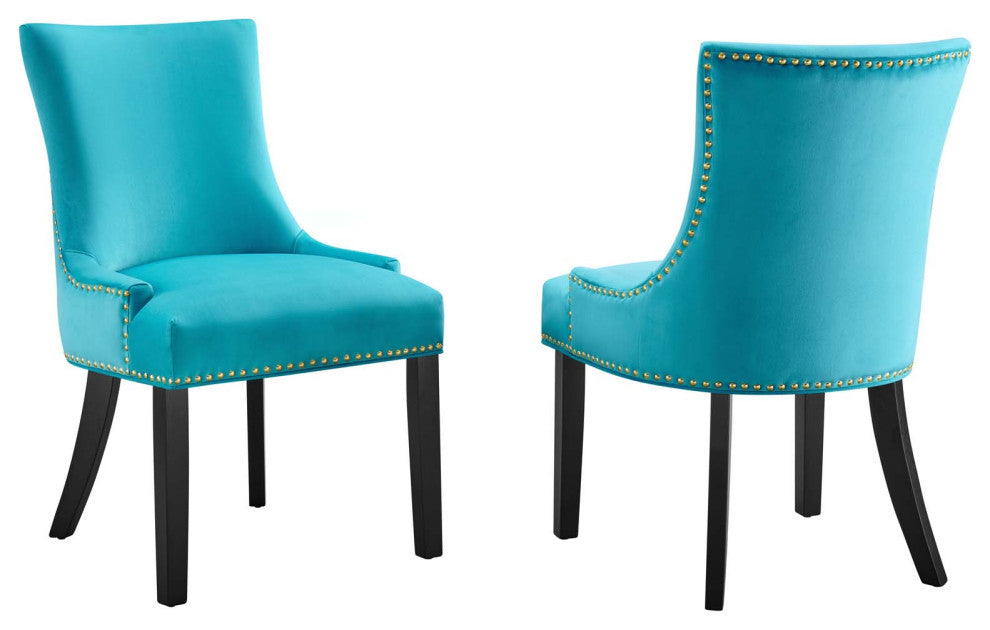 Marquis Performance Velvet Dining Chairs, Set of 2, Blue