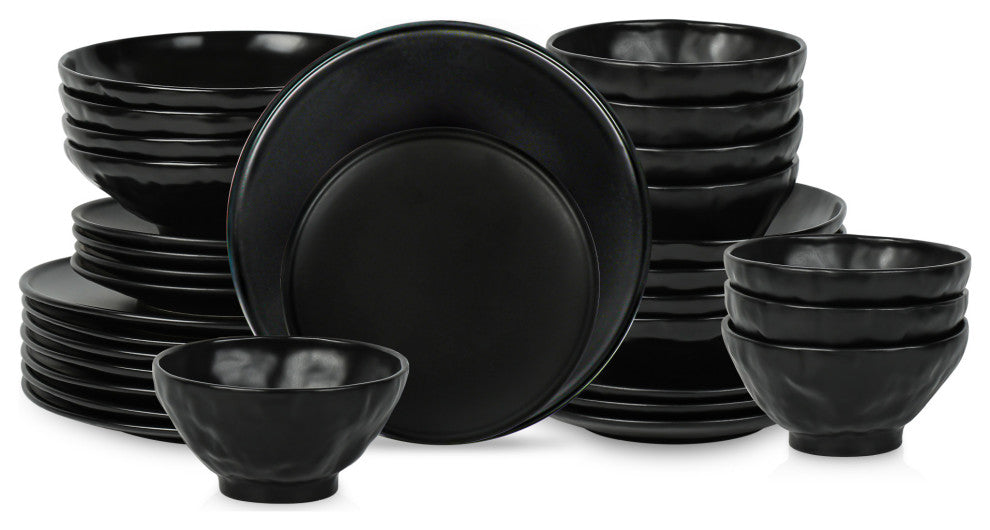 Stone by Mercer Project NENDO Stoneware 32 Piece Dinnerware Set, Black