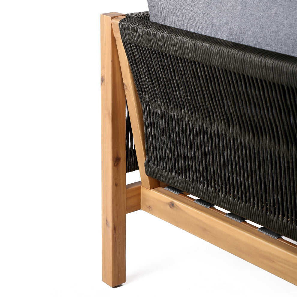 Sienna Outdoor Eucalyptus Sofa, Teak Finish With Gray Cushions