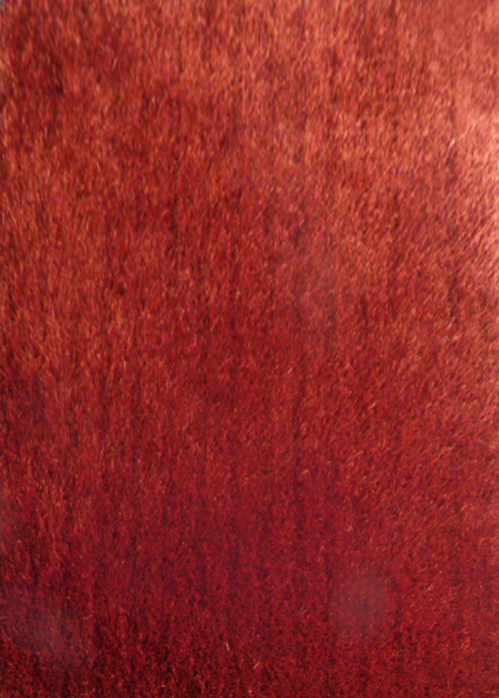 Authentic Solid Red Shaggy Hand-Tufted Area Rug, 4'x6'