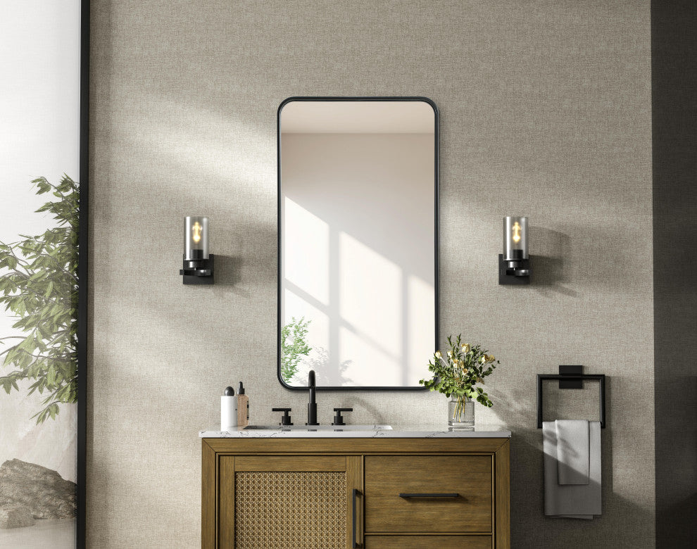 Home Living Contour Metal Rectangle Mirror 22x40, Black