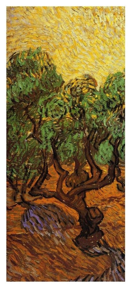 "Olive Trees With Yellow Sky And Sun (left)" Print by Vincent van Gogh, 17"x38"