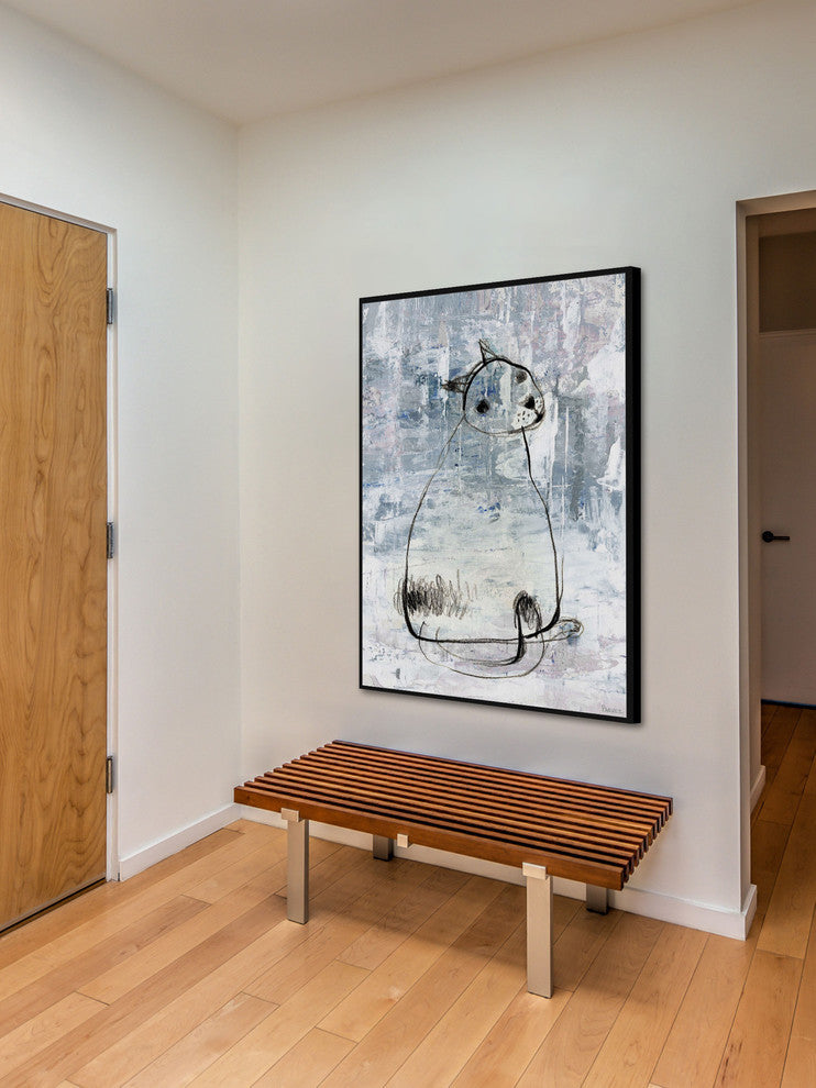 "Cat Outline" Floater Framed Painting Print on Canvas, 40"x60"