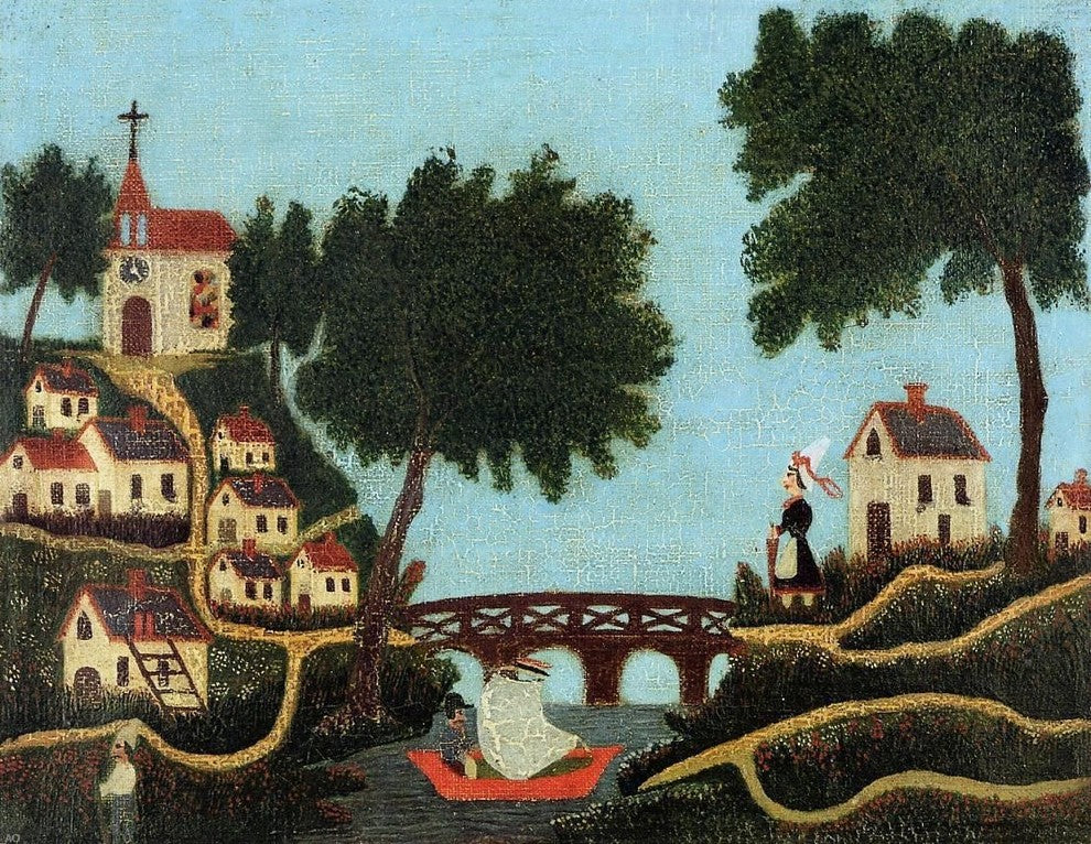 Henri Rousseau Landscape with Bridge, 21"x28" Gallery Wrapped Canvas Print