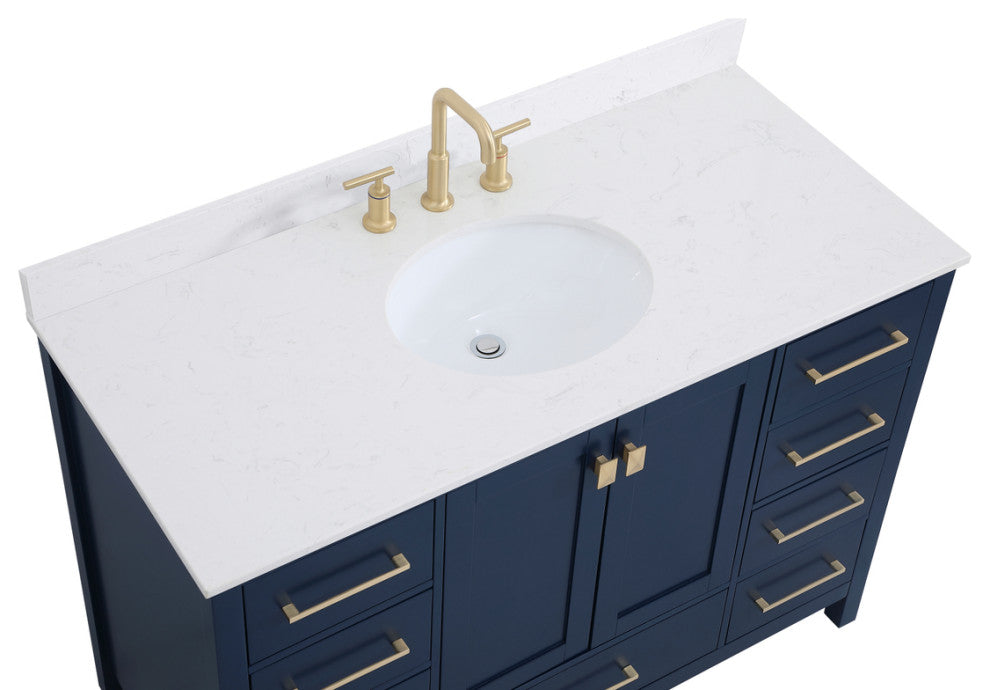 Iris 48" Single Bathroom Vanity, Blue With Backsplash