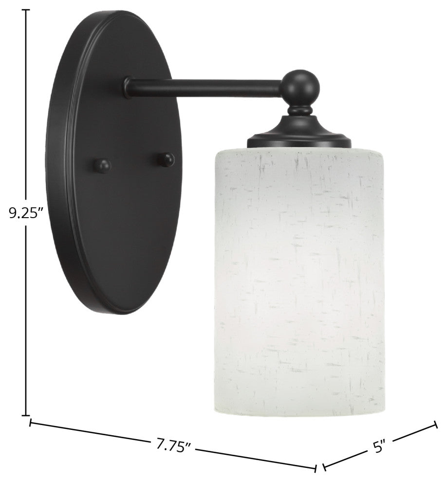 Capri 1-Light Wall Sconce, Matte Black/White Muslin